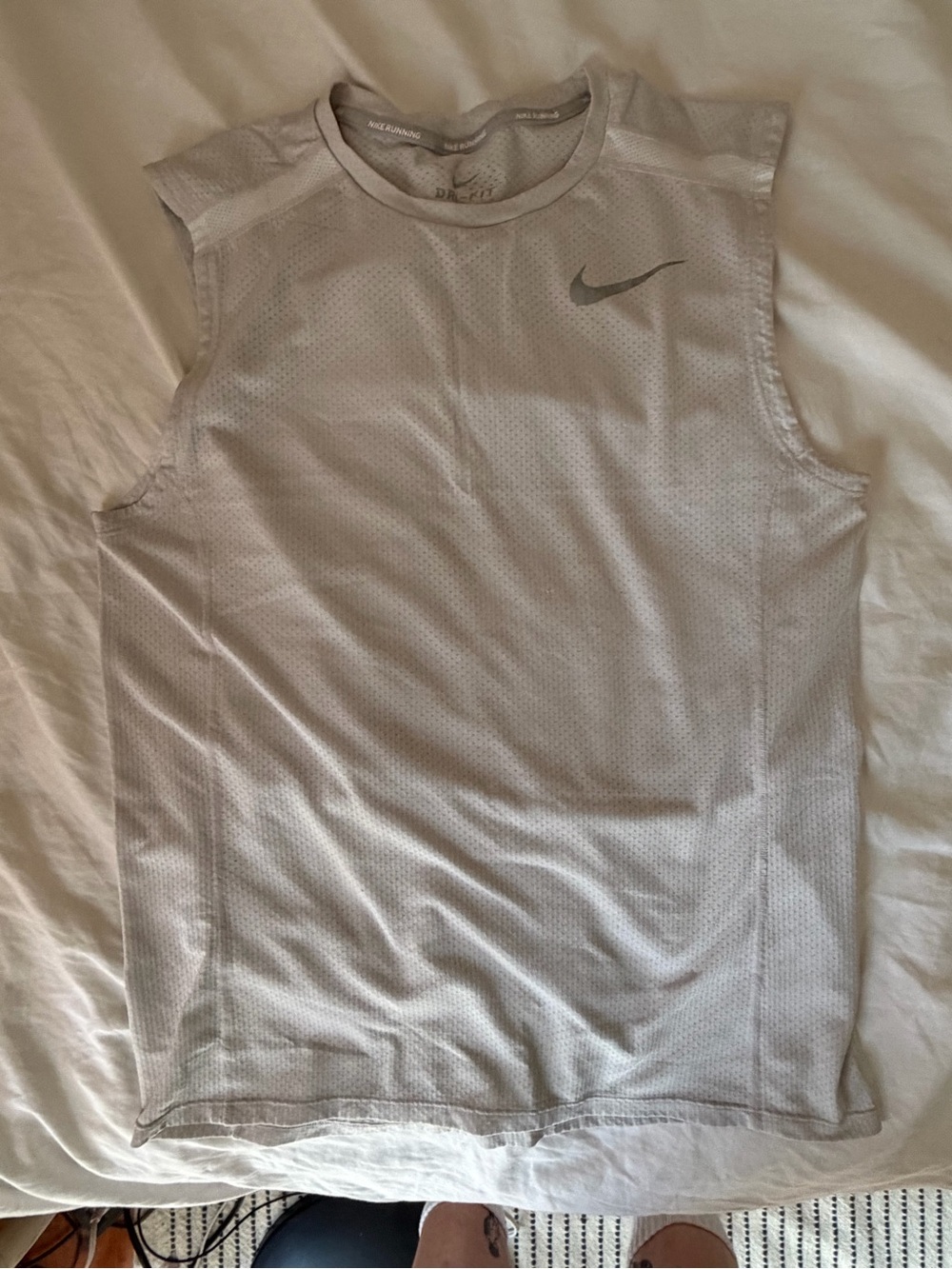 Nike Men’s White Sleeveless Dri-FIT Running Shirt